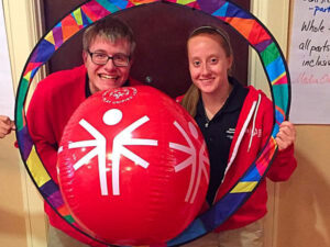 Best friends Abby Abel and Special Olympics Indiana Athlete Mitch Bonar pictured together before attending the Special Olympics Generation Unified: Social Impact Summit. Summit.