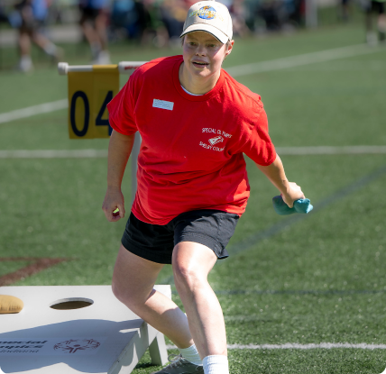 Playing cornhole