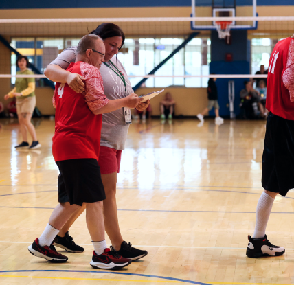 Hugging after volleyball game